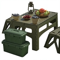 Table et tabourets pliants d'extérieur, ensemble portable de camping en plastique au design moderne et minimaliste, idéal pour les stands de vente, origine Chine