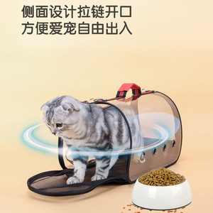 Pet <b>Backpack</b> Transparent Breathable Lightweight Cat Carrier For Outdoor Use Medium Size Black Blue Red Solid Color - Product Image 3