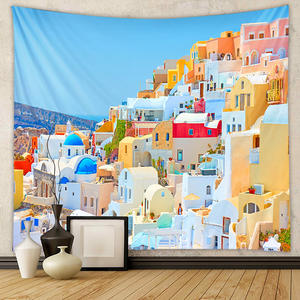 Tapisserie de l'île de Santorin en Grèce, Europe, vue sur la <span class=keywords><strong>mer</strong></span> bleue, tapisserie murale pour salon - Product Image 4