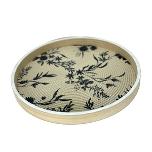 Plateau de rangement rond en bois écologique Art Déco pour la décoration de table - Product Image 2
