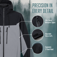 Veste softshell imperméable respirante coupe-vent à capuche avec fermeture éclair, surface PU, séchage rapide, pour la randonnée en extérieur