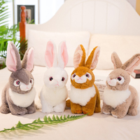 Peluche Lapin Mignon avec Grandes Oreilles, Poitrine Blanche, Jouet Lapin Assis pour Chambre d'Enfant, Décoration Maison, Collection Vente au Détail