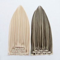 Extensions de cheveux Remy teintes à clipser Luxsea, nouvelle collection européenne, pointes épaisses, 100% cheveux vierges, lisses et soyeux, double trame, tissage simple