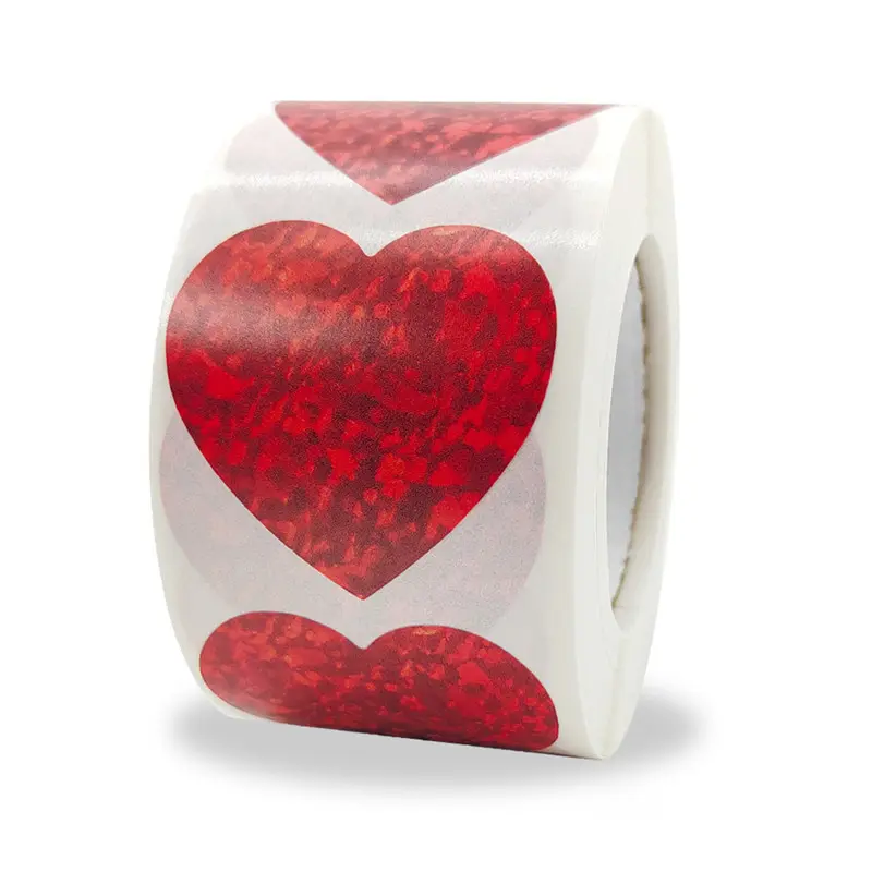 Wholesale Cheap Ready to Ship St Valentine's Day Gift Heart Stickers for Presents Packaging Decoration Labels Roll