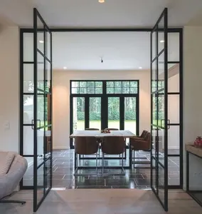 Porte doppie interne in ferro-vetro per patio francese in <span class=keywords><strong>metallo</strong></span> nero - Product Image 1