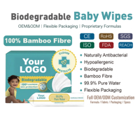 Toallitas Húmedas de Bambú Ecológicas para Bebés, Fabricadas por OEM/ODM, Desechables por el Inodoro, Muestra Gratuita, China