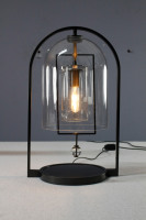 Lampe de table LED en laiton YH, style minimaliste moderne de luxe, avec cloche en verre, abat-jour de lecture, lampe de chevet en métal noir et boule de cristal