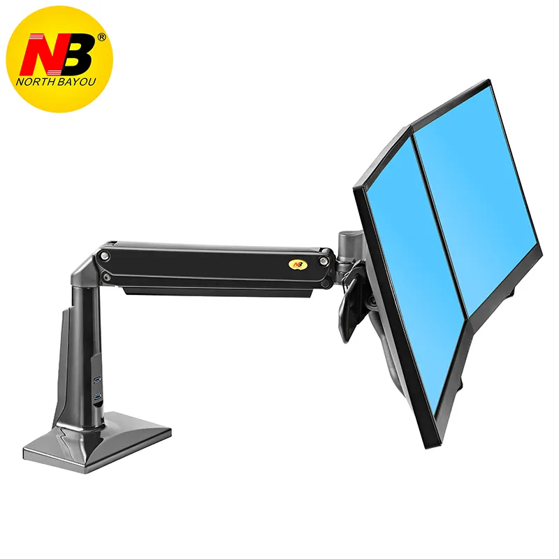 Northbayou F27 10"-27 inch full motion air press gas spring daul lcd monitor stand desktop tv bracket 360 rotate 6-12kg