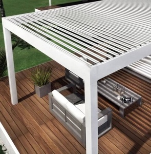 <span class=keywords><strong>Pergola</strong></span> motorisée en aluminium étanche avec toit coulissant réglable, porte en verre, rideaux roulants, écran et lumières LED - Product Image 3