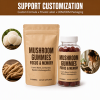 Gummies aux champignons Cordyceps, Crinière de lion, Reishi, Ashwagandha – Complément nutritionnel – 80 gummies par sachet – Marque privée OEM ODM
