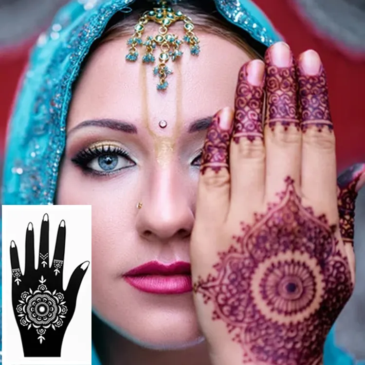 Hot Selling Indien Sri Lanka dunkle Blume wasserdichte Körper kunst Henna Tattoo Aufkleber Hand Schablone