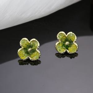Luxurious Green Camellia Crystal <b>Stud</b> Earrings Versatile High-End Design with Zircon for Gift - Product Image 2