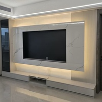 Meuble TV flottant de luxe, système mural TV moderne et minimaliste, armoire de rangement murale complète sur mesure pour salon, solution pour toute la maison