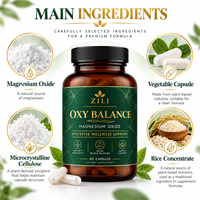 Capsules d'oxyde de magnésium en marque blanche, 60 unités, complément minéral pour le bien-être digestif, fabricant OEM ODM, approvisionnement en vrac personnalisé