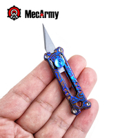Couteau utilitaire miniature en titane Damas MecArmy EK12, outil multifonction tactique, lame en acier inoxydable, léger