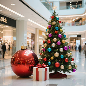 Addobbi per Capodanno e Natale Decorazioni per Negozi Sfera in Acciaio Inossidabile Argento/Oro/Rosso Grande Palla per Albero di Natale - Product Image 1