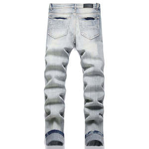 Pantalones vaqueros personalizados ajustados para <span class=keywords><strong>hombre</strong></span>, pantalones vaqueros desgastados, pantalones vaqueros rasgados de algodón para <span class=keywords><strong>hombre</strong></span>, pantalones vaqueros - Product Image 3