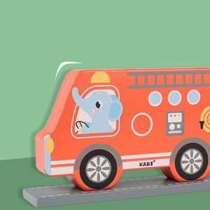 Pabrik langsung kreatif kayu gajah Bus mainan Puzzle warna-warni kartun hewan memantul permainan pendidikan bermain kotak anak - Product Image 3