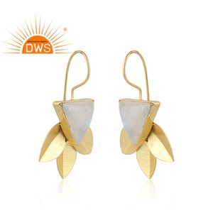 Boucles d'oreilles à crochet en laiton au design étonnant Fabricant de bijoux de mode Boucles d'oreilles en pierres précieuses arc-en-ciel Collection Vintage - Product Image 2