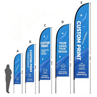 Drapeau publicitaire portable en polyester imprimé par sublimation, de haute qualité, avec sac rempli d'eau, pour la plage ou la voiture