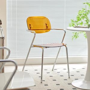 Kursi Makan akrilik bergaya Nordik, dengan sandaran punggung berlapis plastik PC, cocok untuk digunakan di kantor rumah dan hotel. - Product Image 5