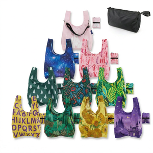 Bolsas de Compras Reutilizables de Nailon <span class=keywords><strong>BeeGreen</strong></span> para Navidad, Paquete de 10, Set de Regalo, Bolsas de Mano con Cierre, Bolsa de Almacenamiento con Banda Elástica, Plegables - Product Image 3