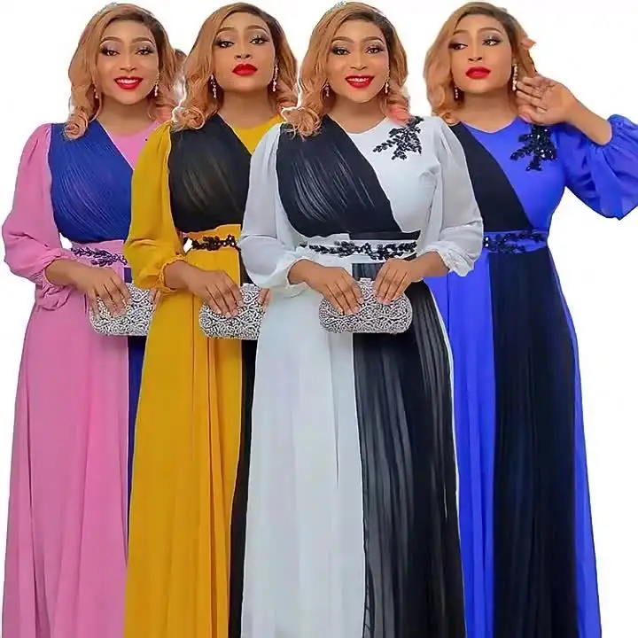 Afrika Kleding Jurk Voor Vrouwen Elegante Chiffon Avondjurk Dames Kleding Dubai Abaya Plus Size Kaftan Lange Boubou