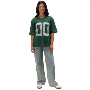 Camiseta de Fútbol Americano Verde para Hombre, Cuello en V, Manga Corta, Números del Equipo Impresos, Poliéster Transpirable, Corte Regular, Ropa para Todas las Temporadas - Product Image 5