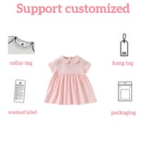 Nouvelle robe à manches courtes pour bébé, détails brodés, 100% coton, col de poupée, vente en gros, robe d'été pour bébé fille, robe de bébé personnalisée