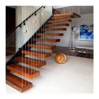 Escalier résidentiel en acier moderne avec marches LED intelligentes, design en L, marches flottantes intelligentes