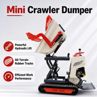 Mini-dumper sur chenilles 6,5 CV avec moteur essence Briggs & Stratton, véhicule tout-terrain à chenilles en caoutchouc pour le transport de matériaux