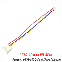Câble de conversion personnalisé Molex 2510 pas de 2,5 mm 6 broches vers JST PH 2,0 mm 3 broches pour alimentation et moteur