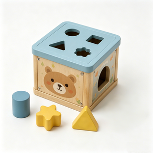Cube de tri de formes en bois personnalisé par le fabricant, jeu de reconnaissance de blocs colorés faits à la main, jouet en bois Montessori du Vietnam - Product Image 3