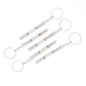 Destornillador ZT-315 3 en 1, herramienta multifuncional portátil de metal para llavero, para reparación de gafas, accesorios de oficina, color plateado y blanco - Product Image 1
