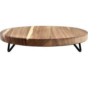 Bandeja Redonda de Madera con Soporte para Macetas, para Decoración del Hogar y Escritorio, Acabado Barnizado Multifuncional - Product Image 2
