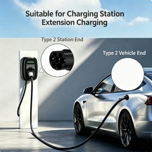 Venta al por mayor de fábrica: Nueva pistola de carga para vehículos de energía, 32A, trifásica, 22 kW, Tipo 2, cable de extensión portátil para carga de vehículos eléctricos - Product Image 3