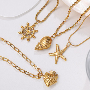 Colgante de Acero Inoxidable con Diseño de Vida Marina, Chapado en Oro, Formas Variadas, para Fabricación de Collares, Accesorios de Joyería DIY - Product Image 3