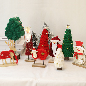 Décoration <span class=keywords><strong>de</strong></span> Noël en <span class=keywords><strong>bois</strong></span> <span class=keywords><strong>de</strong></span> cerf en feutre <span class=keywords><strong>de</strong></span> <span class=keywords><strong>laine</strong></span> blanche, cadeau pour enfants, ornement <span class=keywords><strong>de</strong></span> bureau - Product Image 3