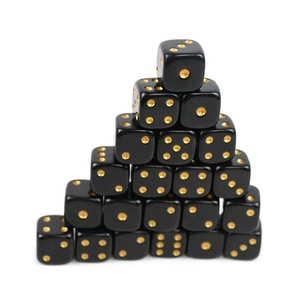Dés d'obsidienne noirs de 16mm avec points dorés, figurine en mélamine d6 6 dés latéraux 5g par pièce pour jeu de table de casino - Product Image 2