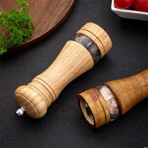 Molinillo de pimienta Harmony Wood, molinillo de pimienta de madera de 6 pulgadas de grosor ajustable