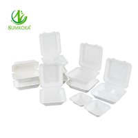 SUMKOKA Contenant alimentaire jetable écologique en bagasse laminée, type coquille, anti-graisse, 9 pouces, pour emballage alimentaire