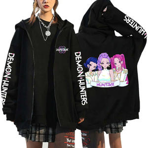 Nuevo diseño personalizado, cárdigan informal de algodón con temática de anime de Cazador de Demonios, sudadera con capucha extragrande con cremallera. - Product Image 4