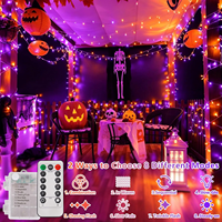 Guirlandes lumineuses LED pour Halloween, 33 pieds, 100 LED, intérieur/extérieur, étanches, lumières féériques, télécommande, alimentées par piles, décoration
