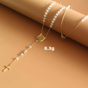 ร้อนขายสแตนเลสลูกปัดสร้อยคอเครื่องประดับทางศาสนาโซ่ยาว - Product Image 6