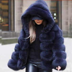 Nuovo Cappotto Lungo Invernale da Donna alla Moda con Pelliccia di Volpe e Cappuccio Transfrontaliero Autunno e Inverno Caldo Cappotto di Pelliccia - Product Image 1