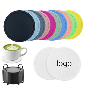 Sous-verre en silicone résistant à la chaleur, 10 cm de diamètre, style minimaliste moderne, design circulaire, pour tasse à thé, bol, utilisation sur table - Product Image 1