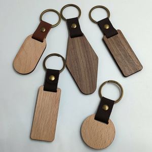 Custom Leather Wood <b>Key</b> Chain Rectangle Wood Laser Blanks <b>Key</b> <b>Ring</b> DIY Wooden Keychains for Souvenir Gift - Product Image 1