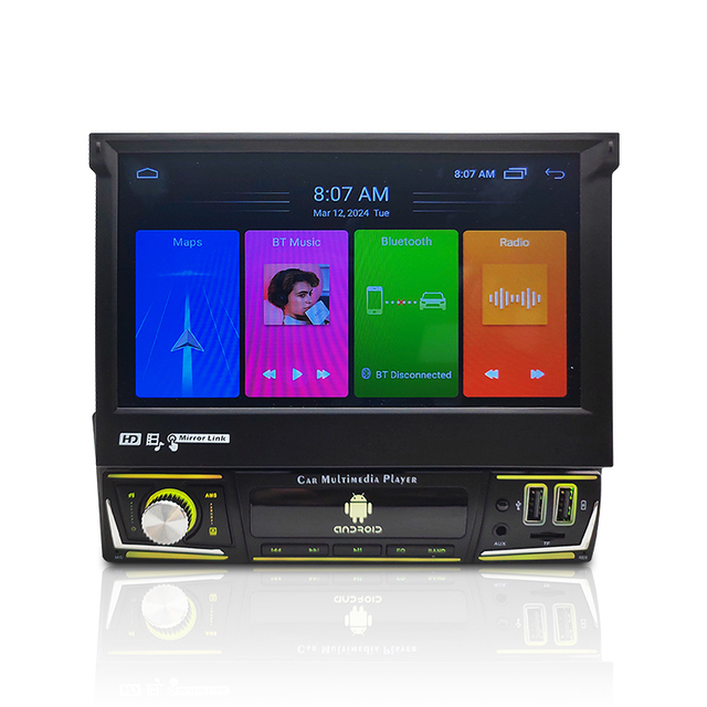 EW7082 Car Digital Media Radio Retractable 7" Touch IPS Screen Display Autoradio Stereo Mp5 Video Car Multimedia Dvd Player