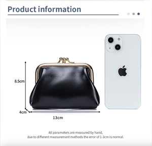 Ando Bag Genuine Cowhide Leather Kiss Lock Coin <b>Purse</b> Double Compartment <b>Small</b> Vintage Wallet - Product Image 4