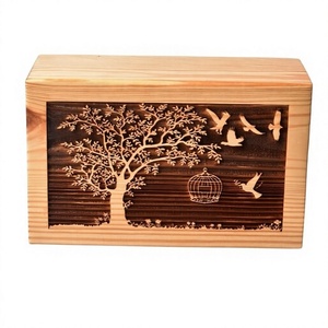 Handcrafted <b>Tree</b> of Life Pinewood Cremation Urn Box for Human Ashes /Burial Urn Adult Male Female Urn Box With Free Velvet <b>Bag</b> - Product Image 1